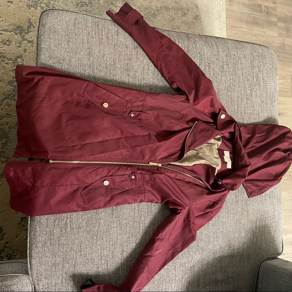 Red michael kors jacket with hood